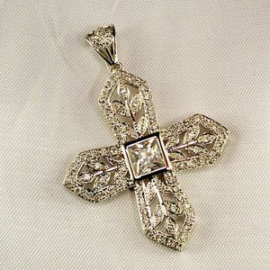 NEW R C by Adrienne Cross Cubic Zirconia 925 Silver Pendant